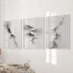 Abstract Mountain 3 Piece Wall Art. Black White Minimalist