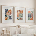 Boho Botanical Set of 3 Wall Art. Abstract Flowers Prints