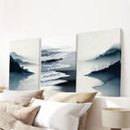Minimalist Mountain Lake Set of 3. Modern Landscape Prints