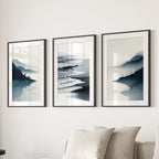 Minimalist Mountain Lake Set of 3. Modern Landscape Prints