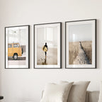 California Beach Set of 3 Prints. Surfer, Retro Van Decor