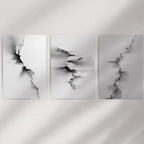 Abstract Mountain 3 Piece Wall Art. Black White Minimalist