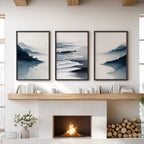 Minimalist Mountain Lake Set of 3. Modern Landscape Prints