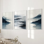Minimalist Mountain Lake Set of 3. Modern Landscape Prints