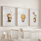 Woodland Jungle Set of 3 Prints. Lion, Giraffe, Tiger Art