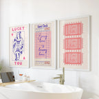 Guest Check, Playing Card Art. Retro Dopamine Set of 3 Prints