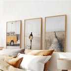 California Beach Set of 3 Prints. Surfer, Retro Van Decor